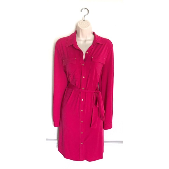 Calvin Klein Dresses & Skirts - Calvin Klein Pink Button Down Jersey Dress